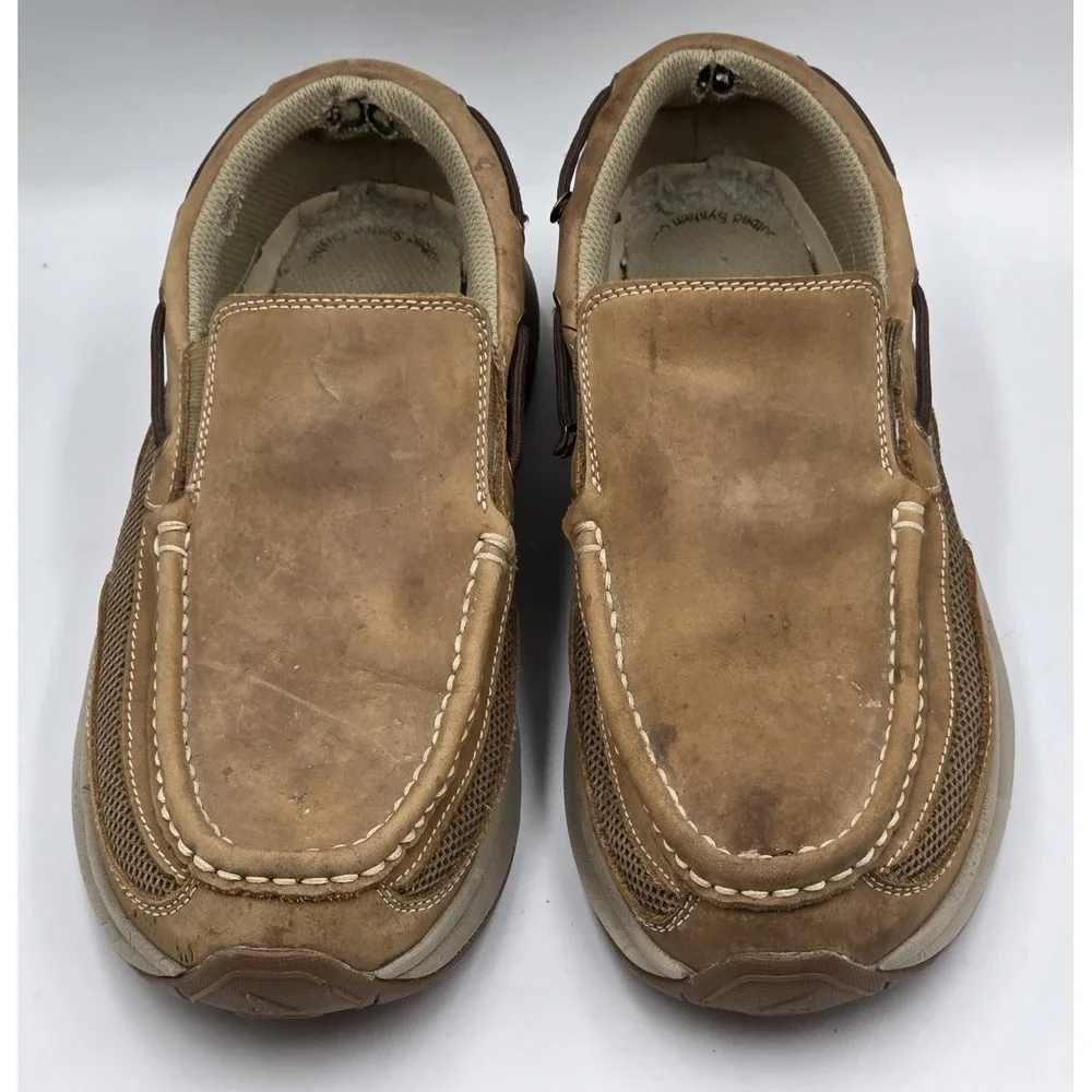 Rugged Shark Boat Shoes Men's 9.5M Atlantic Cognac Tan Leather Lace Up Comfort‎